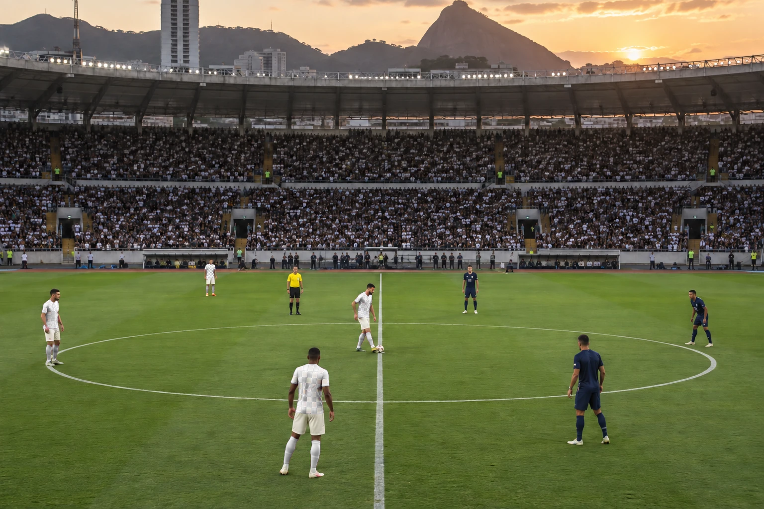 Visão ampla do campo na saída de bola