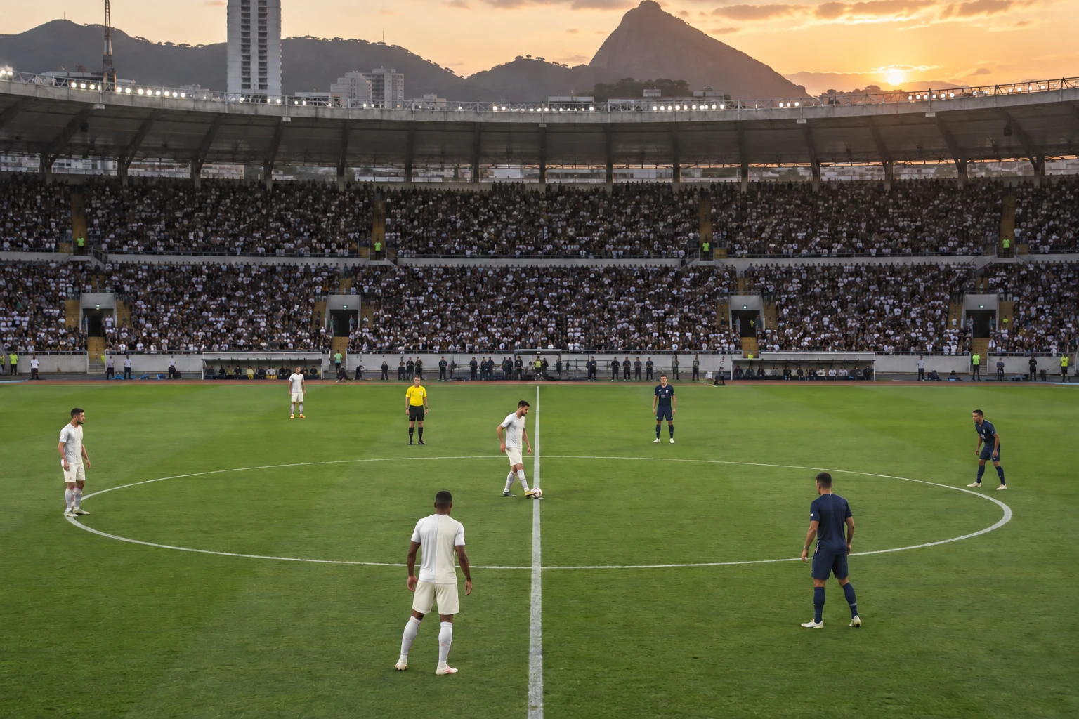 Visão ampla do campo na saída de bola