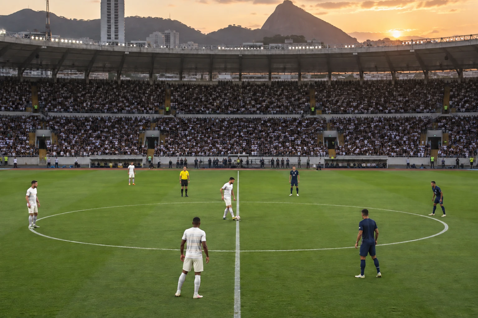 Visão ampla do campo na saída de bola