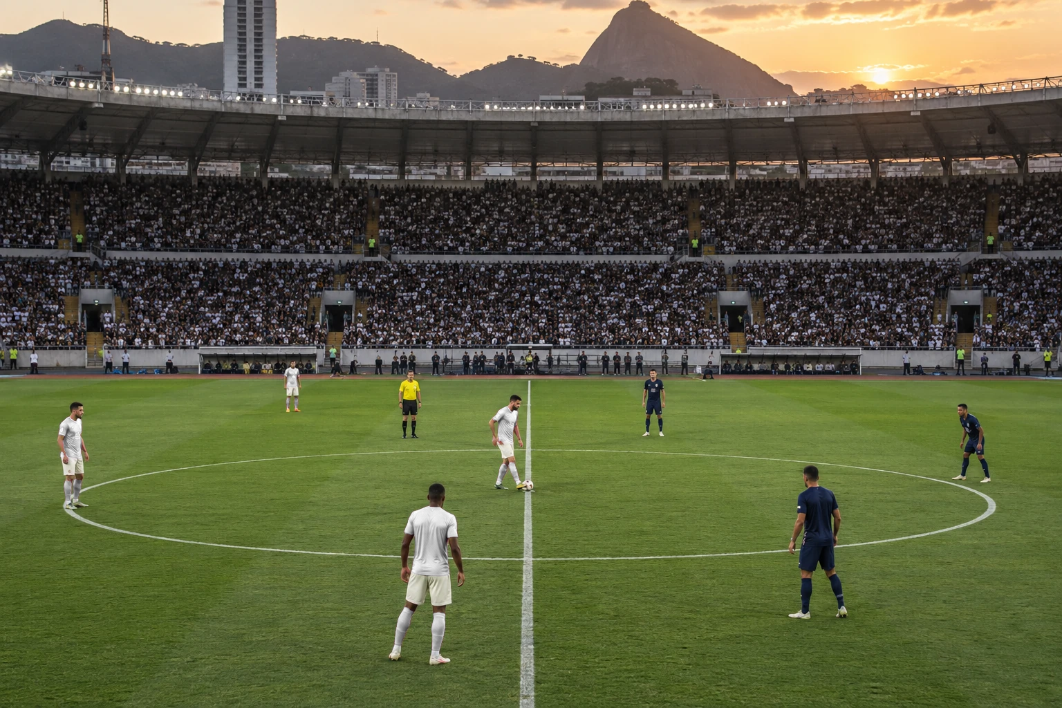 Visão ampla do campo na saída de bola