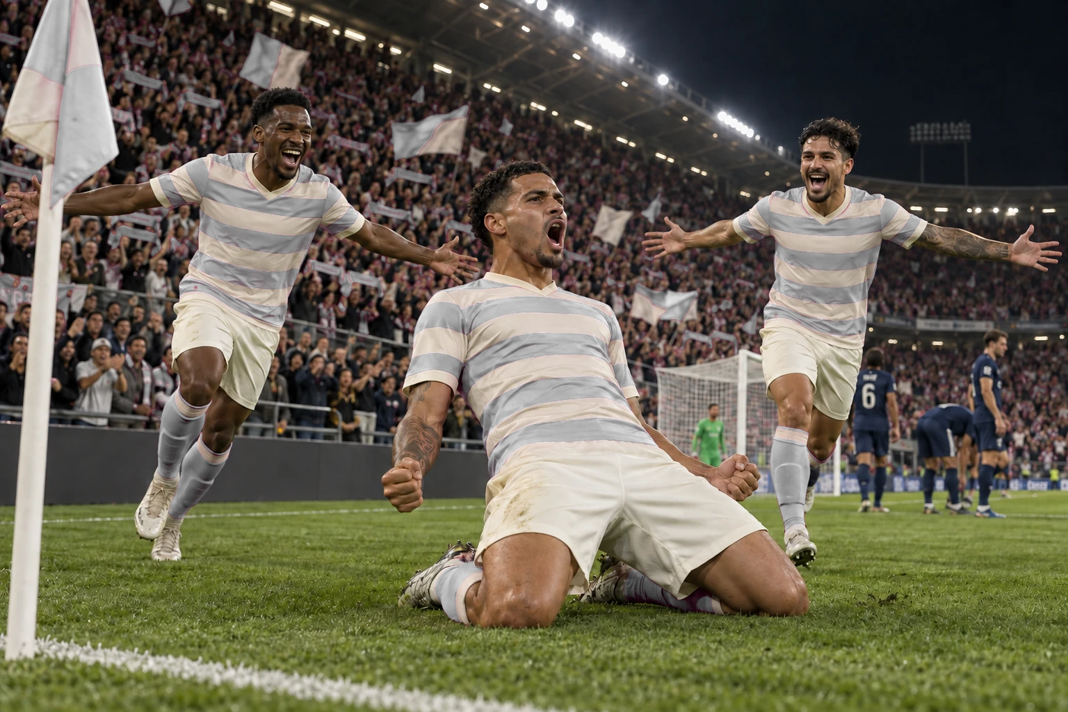 Celebração de gol diante da torcida