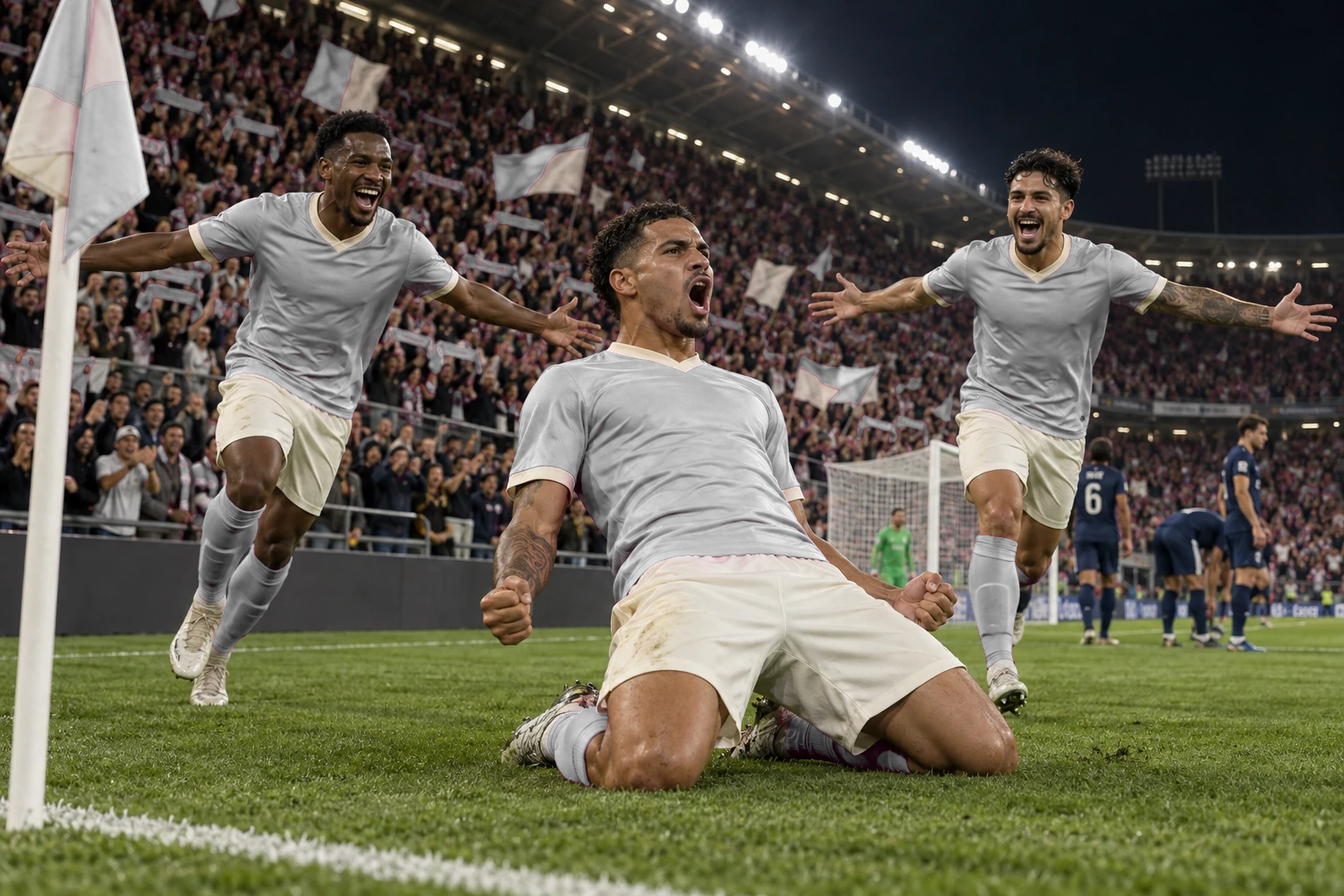 Celebração de gol diante da torcida