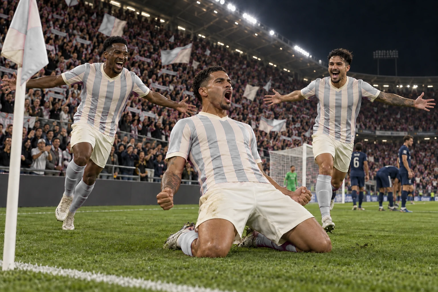 Celebração de gol diante da torcida